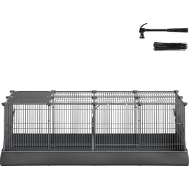 Songmics Kleintierlaufstall mit Doppeltür, Freigehege für Kaninchen, Meerschweinchen, Unterlage, 20 Platten, schwarz - Schwarz