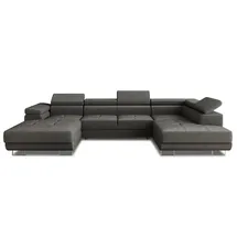 Sofnet Wohnlandschaft Caris U mit Schlaffunktion und einstellbare Kopfstützen, Ecksofa mit zwei Bettkästen, Couch, Sofa, Bettsofa (Graphit (Kronos 22), Ecksofa Links)