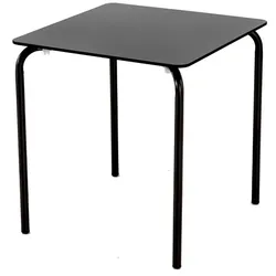 Quadratische Tische 70x70 cm in Anthrazitfarbe. Stapelbare Möbel für Innen- und Außenterrassen von Bars, Restaurants und Catering-Unternehmen.