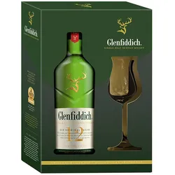 Glenfiddich 12 Jahre Single Malt Scotch Whisky in Geschenkset mit Glas - AKTION