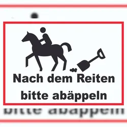 Bitte abäppeln Schild Pferde, Reitplatz A2 (420x594mm)