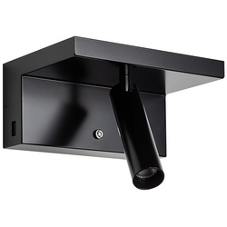LED-Wandleuchte mit Ablage Hilton Aluminium schwarz, 8.5x18x12.7 cm