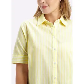 sheego Kurzarm-Bluse Gelb/Weiß 52