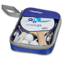Relaxdays Tischtennis-Set 2 Holzkellen 3 Bälle Netz Tasche
