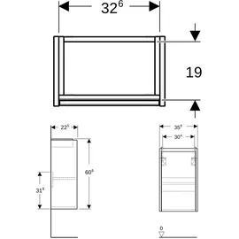 Geberit Waschtischunterschrank 1 Tür 35,8 x 60,5 x 20,1 cm Weiß / lackiert seidenmatt