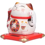 HERCHR Winkende Katze, Glückskatze Winkekatze, Solarbetriebene Kawaii Winkende Katze, Chinesische Glückskatze, Katzen Deko, Winkender Arm, Statue, Figur Für Zuhause, Auto, Ornament