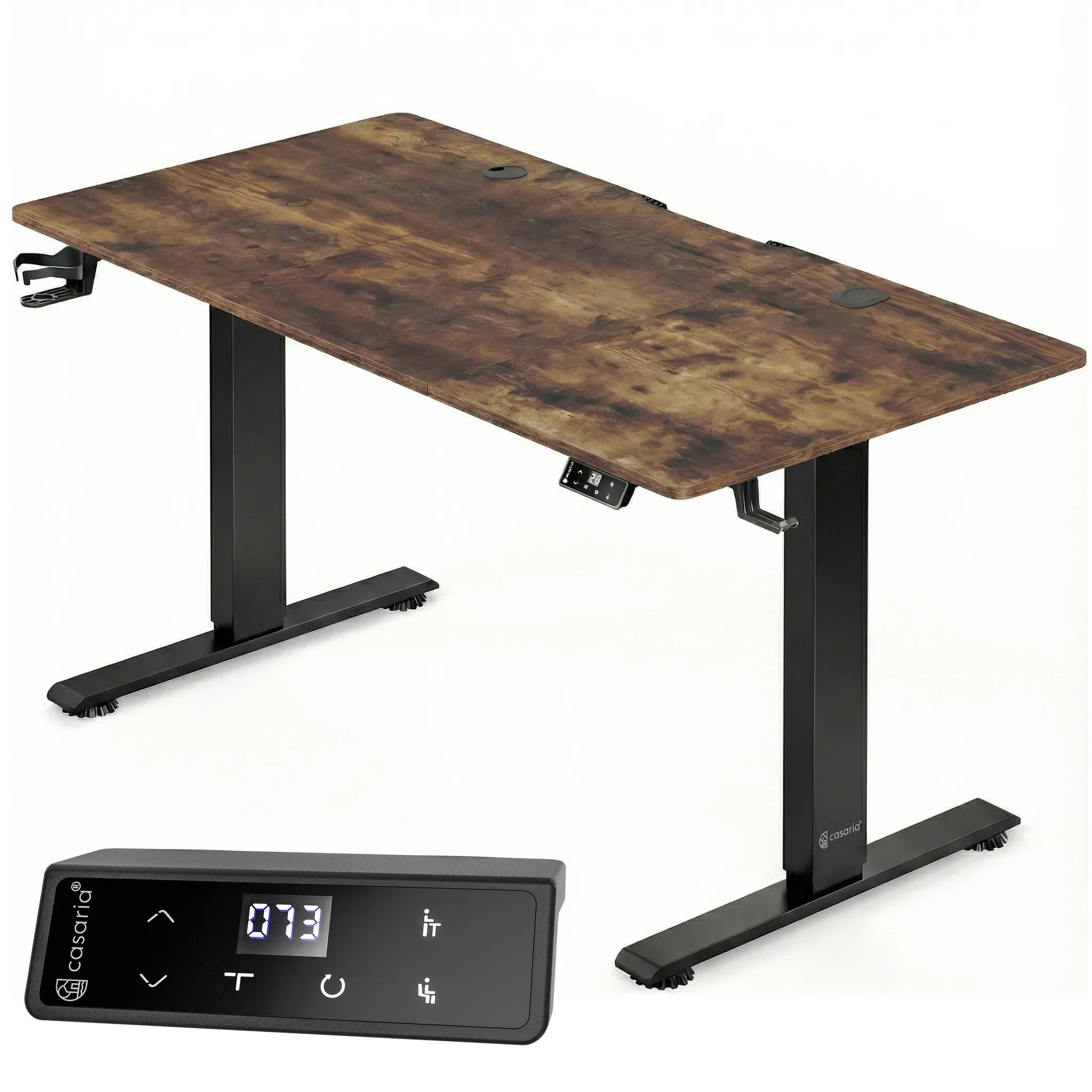 Height-adjustable desk brown 160x75x72-117cm