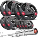Hop-Sport Olympia Hantelset 54 KG Langhantel Langhantelstange 50mm Hantelcheiben 2x 10 kg, 2x 5 kg, 2x 2,5 kg, 4x 1,25 kg