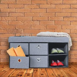 Relaxdays Truhenbank Grau 39 x 76 x 38 cm