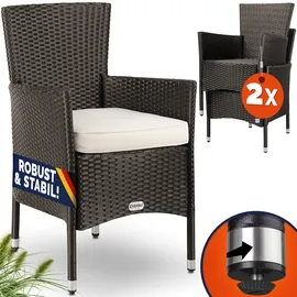 CASARIA Polyrattan Gartenstuhl 59 x 59 x 88 cm braun/creme 2er Set stapelbar