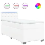vidaXL Boxspringbett mit Matratze Weiß 100x200 cm Kunstleder