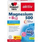 Doppelherz Magnesium 500 + B12 2-Phasen - Hochdosiert mit 500 mg Magnesium pro Depot-Tablette - vegan - 120 Tabletten