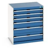 bott cubio Schubladenschrank, Schubladen 3x100 + 2x150 x 1x200 mm, TK je 75 kg, Breite 800 mm, enzianblau