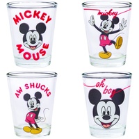 Silver Buffalo Mickey Mouse Classic Text 4-Pack Mini Glass Set, 1.5 Ounces