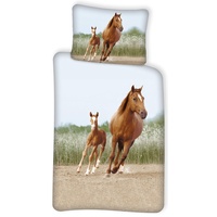 Pferd Bettwäsche-Set Baumwolle, Bettbezug 135x200 cm + Kissenbezug 80x80 cm