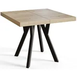 AlpiMeble Quadratischer Esstisch ausziehbar – Moderner Wohnzimmertisch und Küchentisch – Tisch mit Holzbeinen, stabile Konstruktion, Durchmesser 120 cm - 220 cm - Farbe Halifax - Kollektion Rico