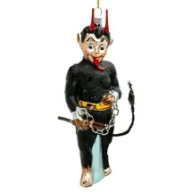 SIKORA Teufel Krampus Glas Figur Weihnachtsbaum Anhänger Ornament - Meisterstücke - BS715, Variante:schwarz