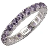 ZEEme Fingerring 925/- Sterling Silber rhodiniert Amethyst weiß 054 (17,2)