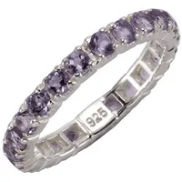 ZEEme Fingerring 925/- Sterling Silber rhodiniert Amethyst weiß 054 (17,2)
