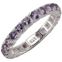 ZEEme Fingerring 925/- Sterling Silber rhodiniert Amethyst weiß 054 (17,2)