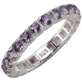 ZEEme Fingerring 925/- Sterling Silber rhodiniert Amethyst weiß 054 (17,2)
