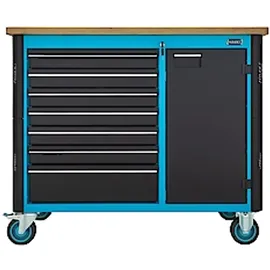 HAZET Werkbank Holz/Metall 522 x 398 mm blau/schwarz bestückt