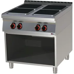 A&S polarny Elektroherd Standgerät mit Unterbau Edelstahl 4 Herdplatten 14 kw 800x900x900mm 50-300°C