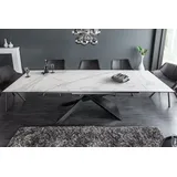 riess-ambiente Esstisch EUPHORIA 180-220-260cm weiß / schwarz · Keramik-Platte · ausziehbar (Einzelartikel, 1-St), 3-Stufen für 8-12 Personen · Metall-Beine · Marmor-Design · Industrial weiß