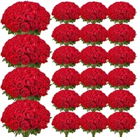 Vevor Künstliche Blumen Rosen, 500 Stück Kunstblumen, Rote Gefälschte Rose mit Stielen, Schaumrosen für DIY Hochzeit Blumensträuße Braut Valentinstag Muttertag Zuhause Dekoration