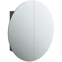 VidaXL Badezimmerschrank mit Rundem Spiegel & LED Schwarz 54x54x17,5cm