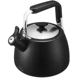 SILBERTHAL Wasserkessel Induktion 2,8l – Teekessel Edelstahl – Wasserkocher für Camping - Flötenkessel Schwarz - Pfeifkessel Version 2024