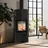 8 kW Ø 150 mit Türfeder Quarzsinter Schwarz / Brennraum Weiß
