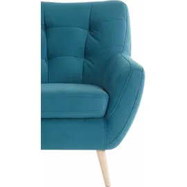 exxpo - sofa fashion 2-Sitzer EXXPO - SOFA FASHION "Scandi, bequem, aufwendige Rückenpolsterung für mehr Sitzkomfort", blau (türkis), B:137cm H:92cm T:92cm, Korpus: 100% PES;Luxus-Microfaser (100% Polyester), Sofas, akuelle Farben in hochwertige Bezugsqualitäten, Holzfuß