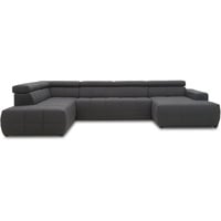 DOMO. collection Sofa Brandon, Wohnlandschaft mit Rückenfunktion in U-Form, Polsterecke, Eckgarnitur, Polstergarnitur 359 x 228 x 80 cm (BxTxH), dunkelgrau