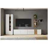 Forte Wohnwand LEWISVILLE Wohnzimmer 3-tlg Optik: Secret Grey / Valencia Oak