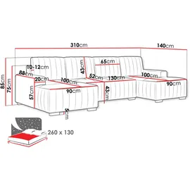Mirjan24 Wohnlandschaft U 6-Sitzer Braun