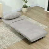HOMCOM 2-in-1 Schlafsofa Schlafsessel Klappmatratze Gästebett Klappbett Grau