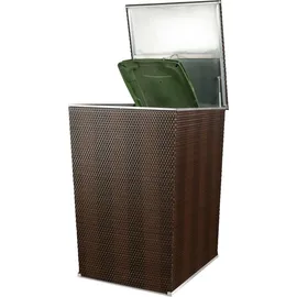 Dynamic24 Polyrattan Mülltonnenbox Aufbewahrung Mülltonne Mülltonnenverkleidung Müllbox, Farbe:Grau