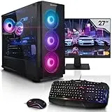 AURUMPC Aurum Komplett Set Gaming PC Ryzen 7 7800X3D • 27" Monitor • GeForce RTX5060Ti 16GB • 32GB DDR5 • 1TB M.2 SSD • Windows 11 • Tastatur • Maus pc Gaming komplettpaket