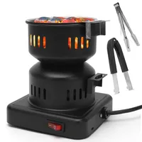 RANJIMA Kohleanzünder Elektrisch, 500W Holzkohle Elektrischer Kohlegrill Kohlenanzünder Brenner, Kleiner Grillanzünder, Kohlegrill Zubehör Holzkohl-Anzünder, mit abnehmbarem Kohlekorb und 2 Zangen