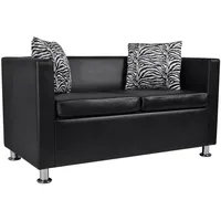 VidaXL Sofa 2-Sitzer Kunstleder Schwarz