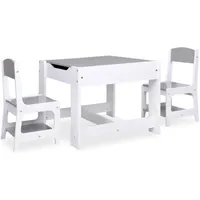 vidaXL Kindertisch mit 2 Stühlen  Weiß MDF