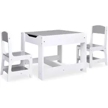 vidaXL Kindertisch mit 2 Stühlen  Weiß MDF