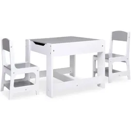 vidaXL Kindertisch mit 2 Stühlen  Weiß MDF