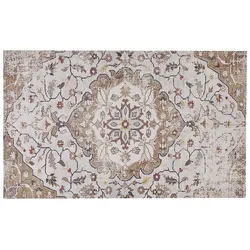 Teppich beige / braun 150 x 230 cm Blumenmuster Kurzflor KATTAKKADA