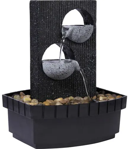 DOBAR Zimmerbrunnen, mit 2 Schalen, BxHxL: 20,5 x 26 x 16,5 cm, schwarz