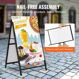 Vevor Kundenstopper Gehwegaufsteller Werbetafel 61 x 91 cm, Plakatständer Q235-Stahl Plakatständer mit A-Rahmen, Werbeaufsteller Gehwegaufsteller für Restaurants, Bars, Cafés, Unternehmen usw.