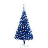 vidaXL Künstlicher Weihnachtsbaum Beleuchtung & Kugeln Blau 120 cm