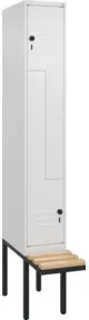 C+P Z-Spind Classic PLUS, Bank, 2 Fächer, 2120x300x815mm, 9016/9016 Verschluss Sicherheits-Drehriegel Sitzbanktyp auskragend Material Sitzfläche Buche-Hartholz