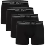 Camp David Herren Boxershorts, 4er Pack - Comfort Cotton Boxershorts 4P, Logo Schwarz L